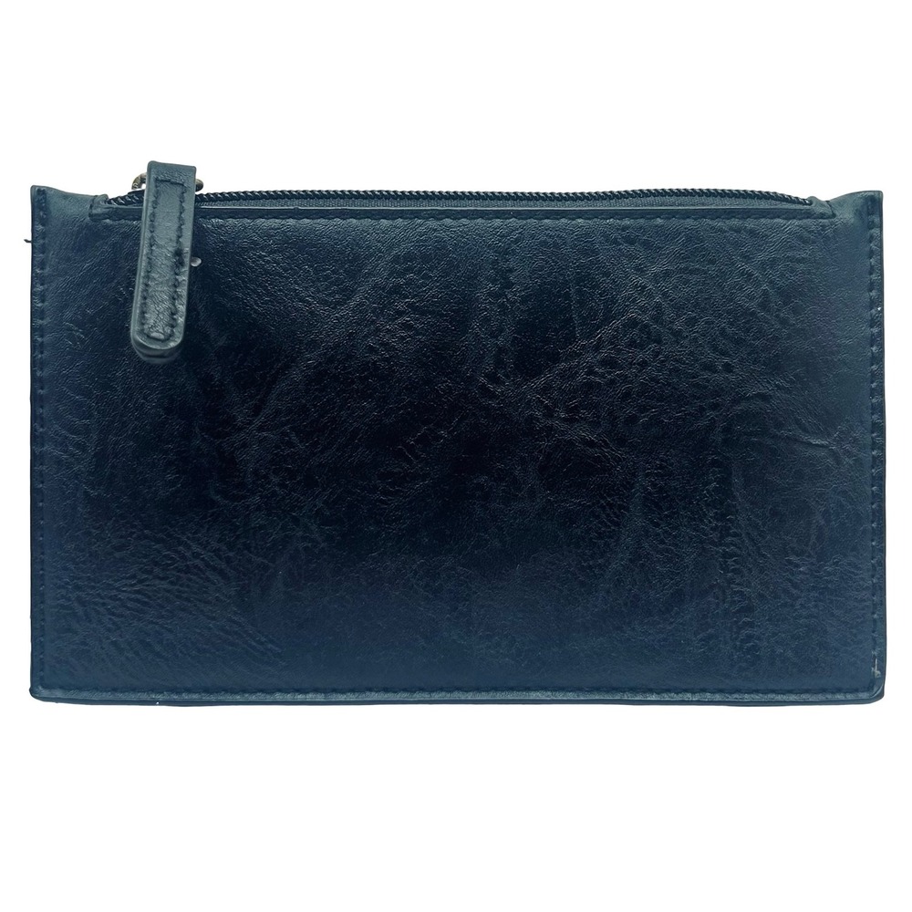 BOC Born Black Leather Zip Clutch Wallet Card‎ Holder Organizer Cosmetic Bag